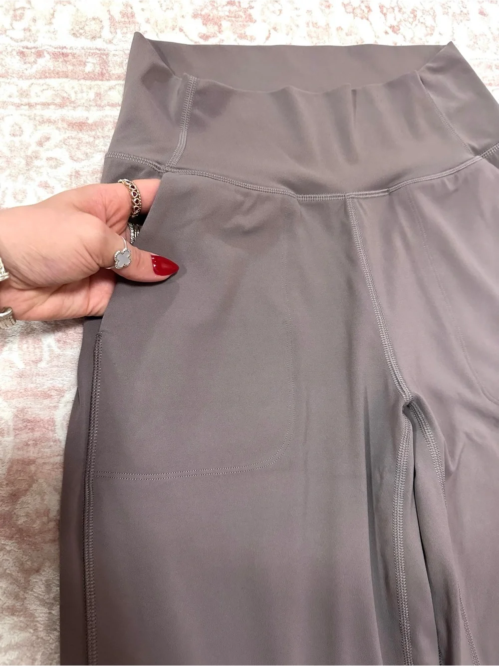 NWOT 🩶 High Waisted Taupe Track Pants - 31” Inseam - Picture 3 of 8